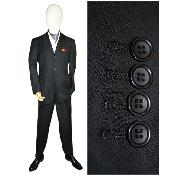 BLACK TWILL 42R 34W SUIT GIOVANNI VACCA SUIT